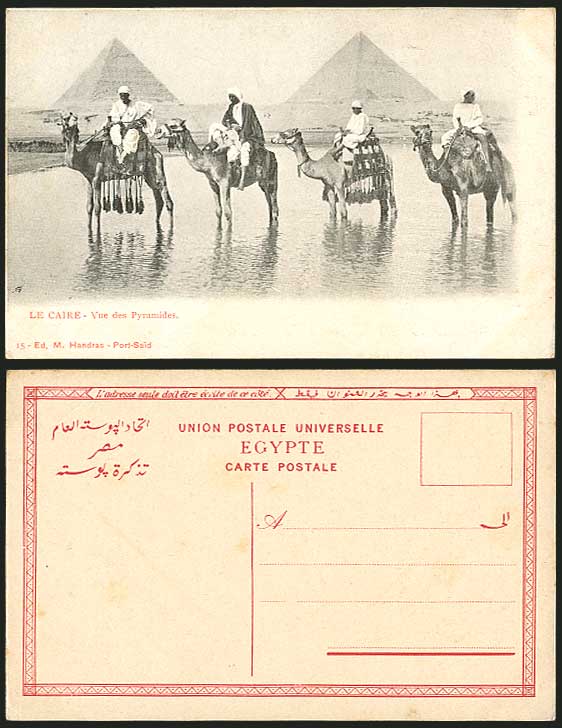 Egypt Old Postcard Cairo PYRAMIDS Camel Riders & Camels