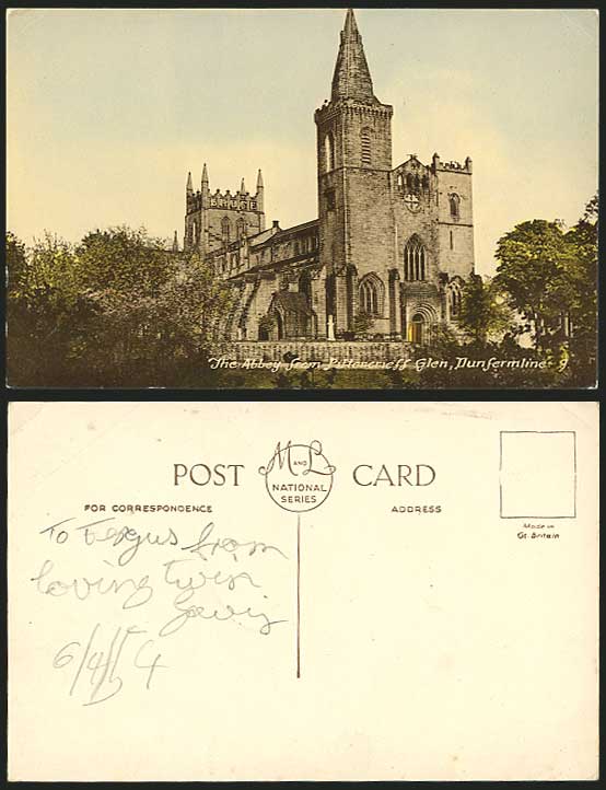 Dunfermline Fife 1954 Postcard Abbey, Pittencrieff Glen