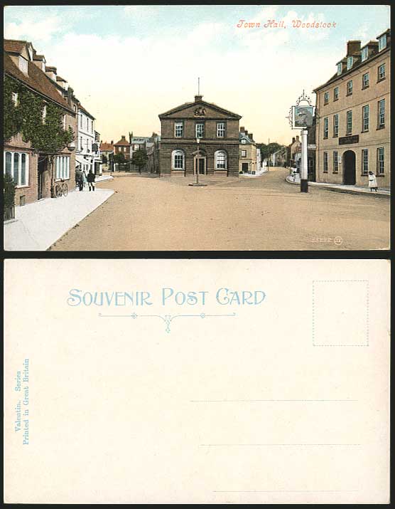 Oxfordshire WOODSTOCK - TOWN HALL & Street Old Postcard