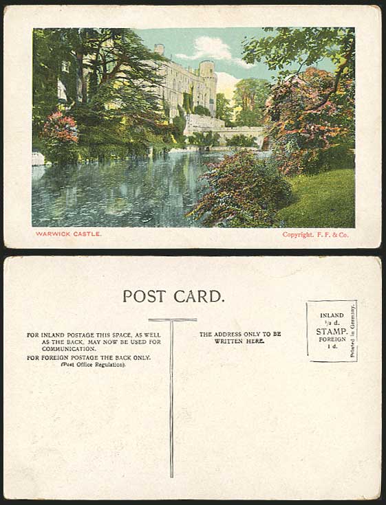 WARWICK CASTLE & River Scene, Warwickshire Old Postcard