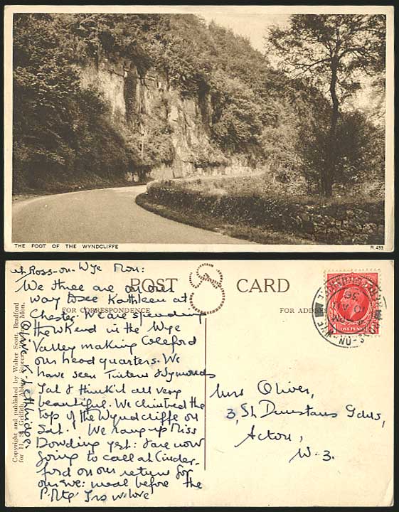 The Foot of Wyndcliffe Rd. Wye Valley 1936 Old Postcard