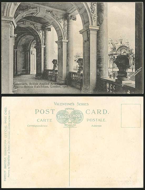 Franco-British Exhibition 1908 Postcard Arts, Colonnade