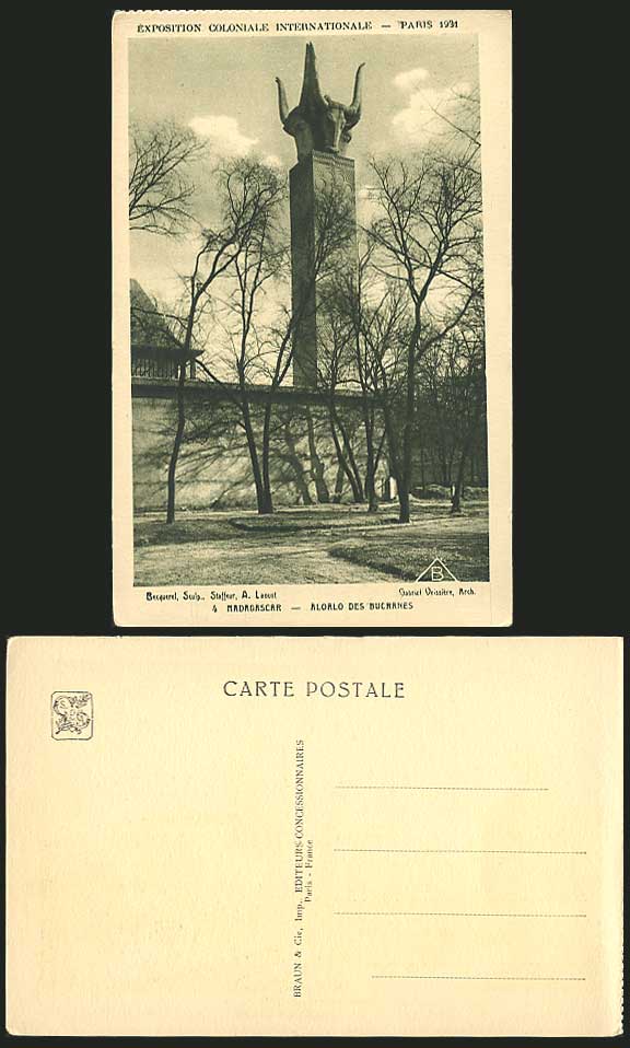 MADAGASCAR Aloalo Bucranes 1931 Exhibition Old Postcard