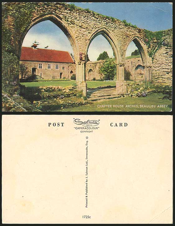 BEAULIEU ABBEY Ruins, Chapter House Arches Old Postcard