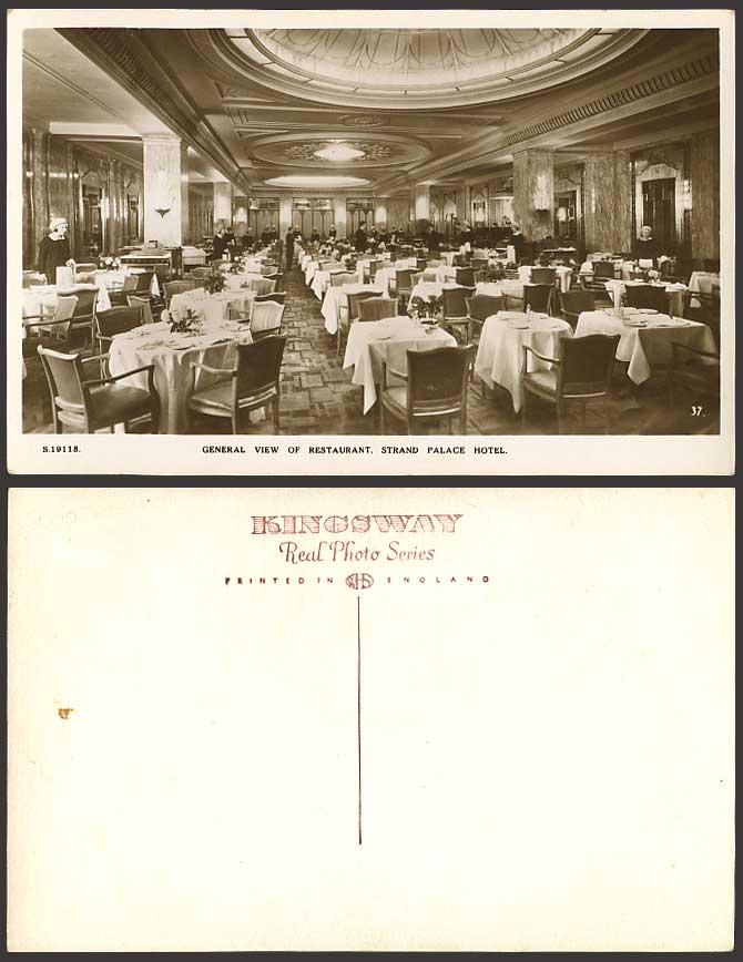 Strand Palace Hotel Interior Restaurant Old RP Postcard