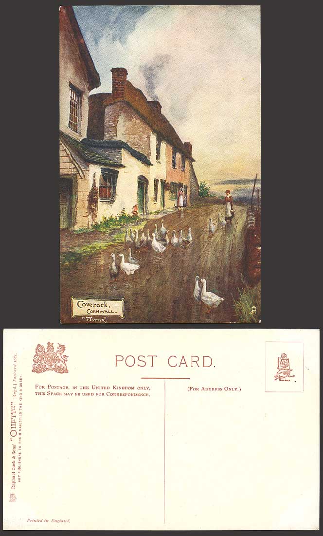 Cornwall JOTTER Old Tuck Postcard COVERACK Geese Birds