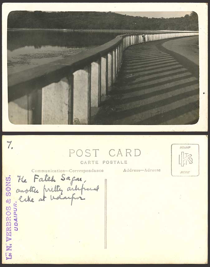 India Old Postcard Artificial, Fateh Sagar Lake Udaipur