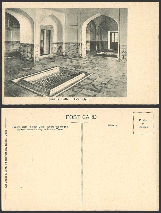 India Old Postcard Moghal Queens Marble Bath Fort Delhi