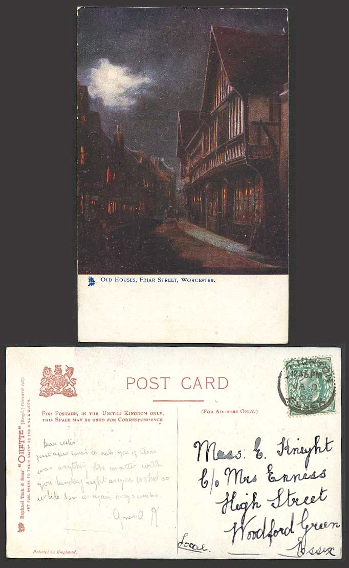 Worcester Old Houses, FRIAR STREET 1905 Tuck's Postcard