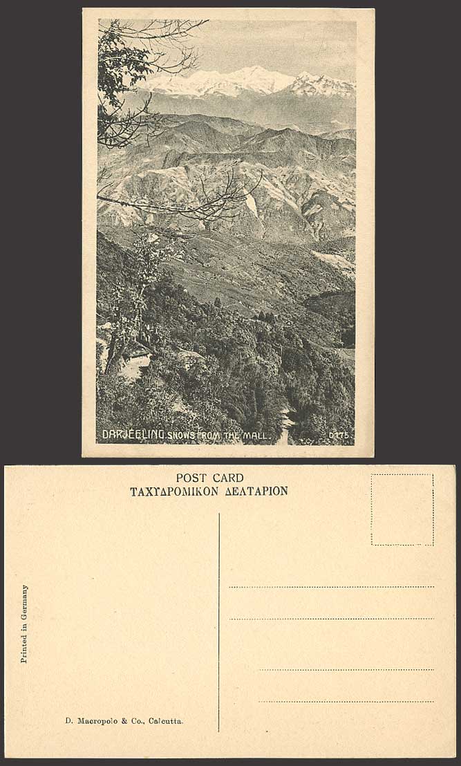 India Old Postcard DARJEELING Kinchunjunga Mountains Snows from MALL