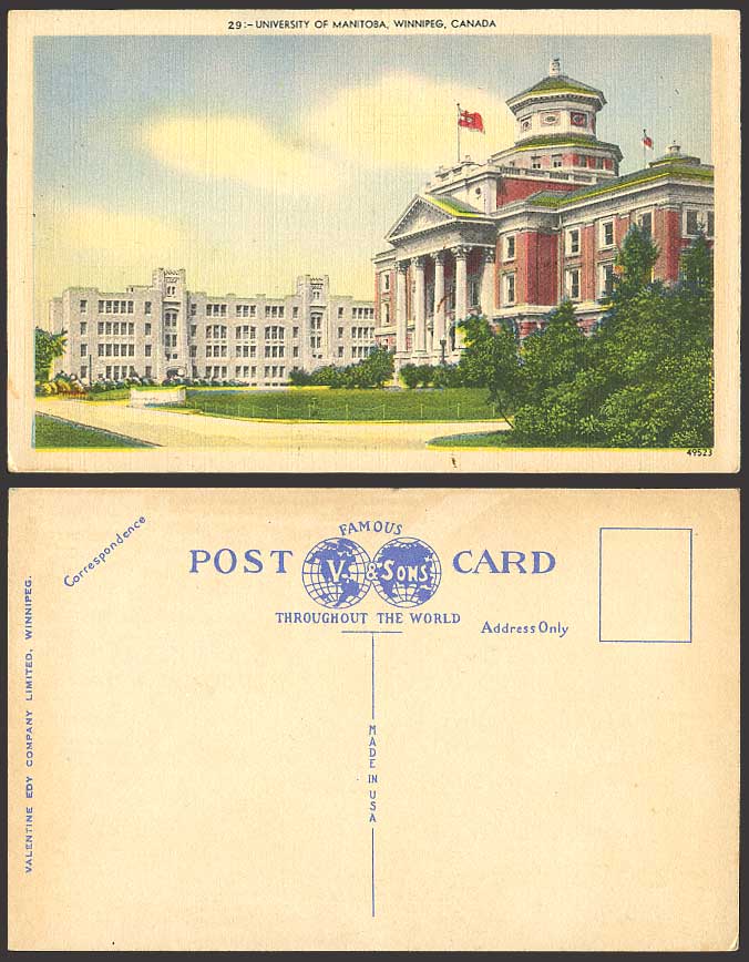 Canada WINNIPEG Old Postcard The University of Manitoba