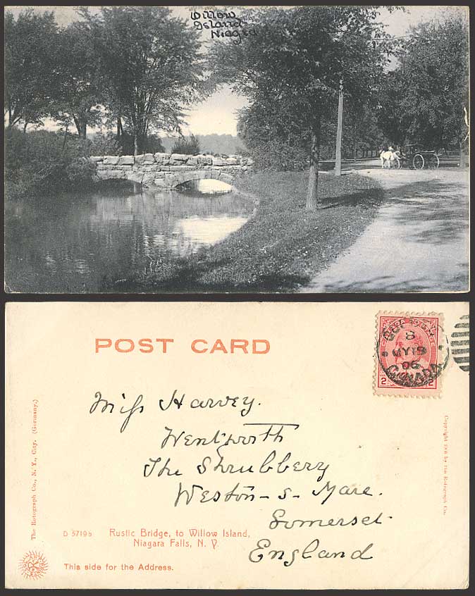 Rustic Bridge Willow Island Niagara Falls 1906 Postcard