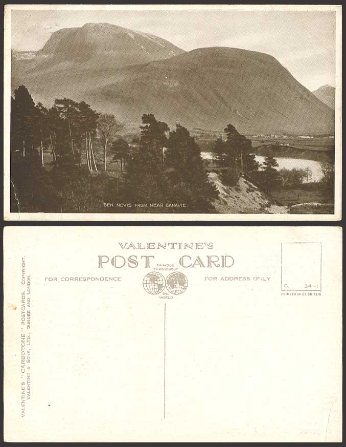 Scotland Old Postcard Mountains, BEN NEVIS near BANAVIE