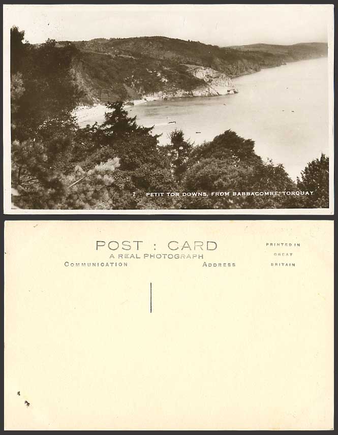 Petit Tor Downs from Babbacombe Torquay Old RP Postcard
