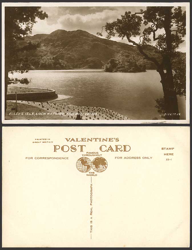 Ellen's Isle, Loch Katrine, BEN VENUE Old R.P. Postcard