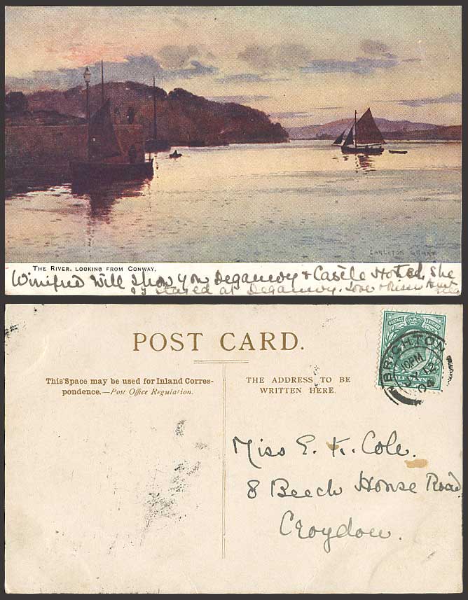Earleton Grant River from Conway 1904 Old Postcard BOAT