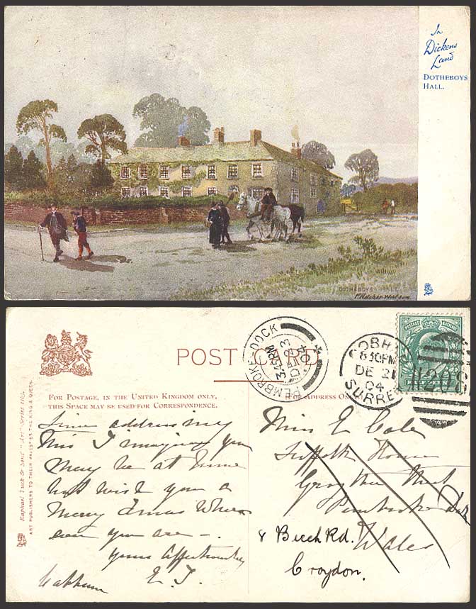 DOTHEBOYS HALL Yorkshire 1904 Old Tuck's Postcard Horse