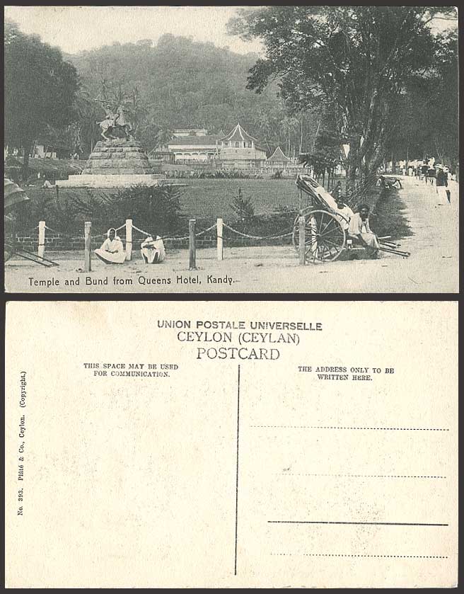 Ceylon Old Postcard Temple Bund from Queens Hotel KANDY