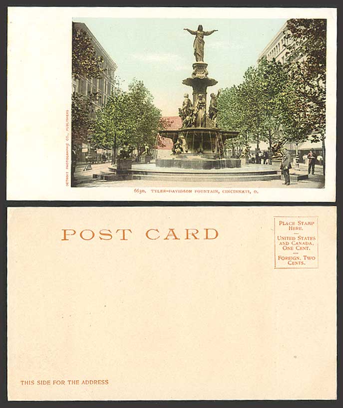 Cincinnati Ohio US Old Postcard Tyler-Davidson Fountain