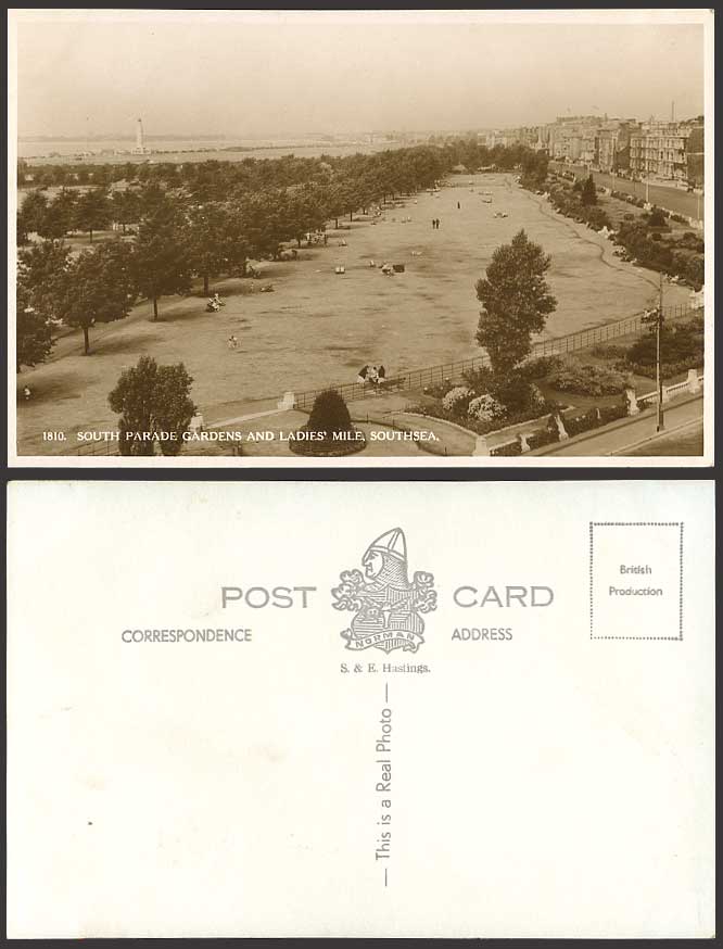 Southsea Old Postcard South Parade Gardens Ladies' Mile