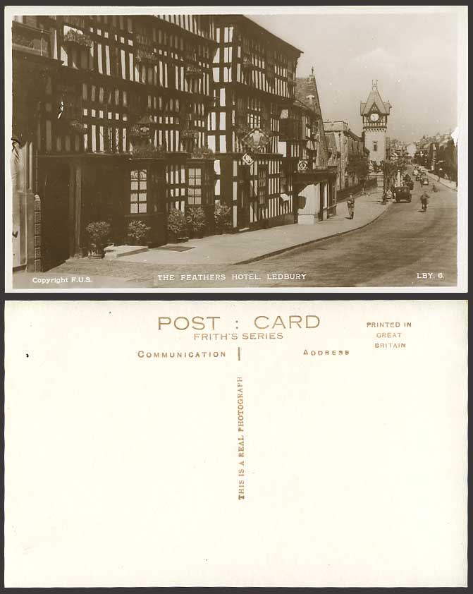 Ledbury FEATHERS HOTEL Street Scene Old Postcard Friths