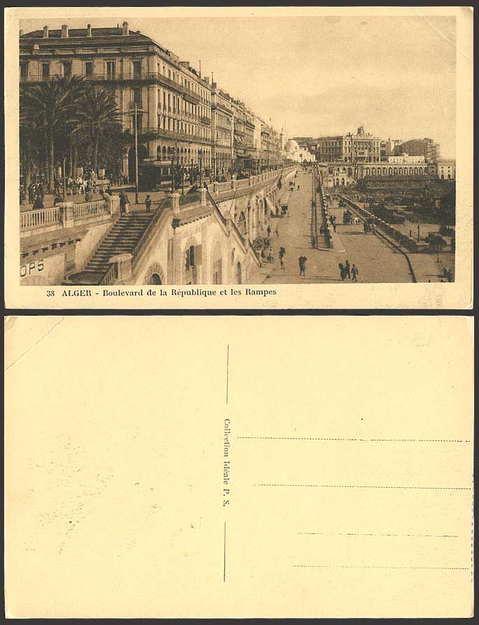 Alger Old Postcard Boulevard de la Republique & TRAMWAY