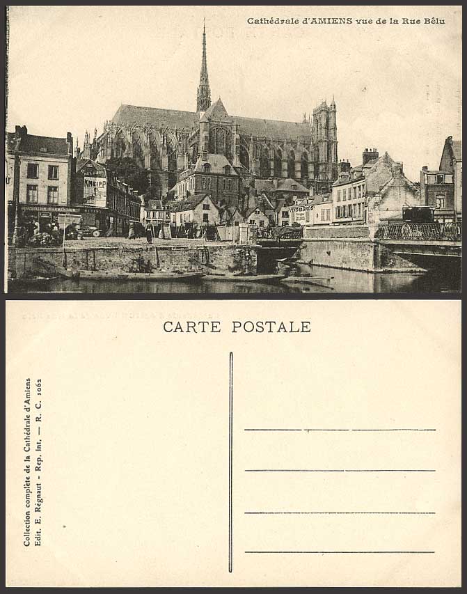 AMIENS Cathedrale Vue de la RUE BELU Boats Old Postcard