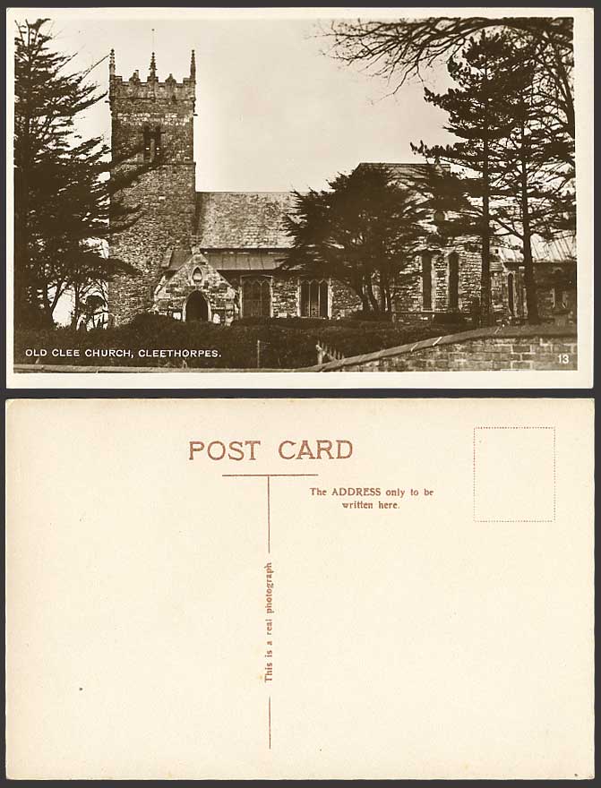Cleethorpes OLD CLEE CHURCH Vintage Real Photo Postcard