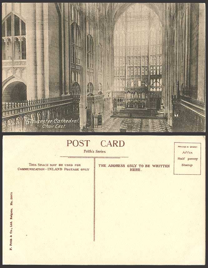Gloucester Cathedral - CHOIR EAST & Window Old Postcard