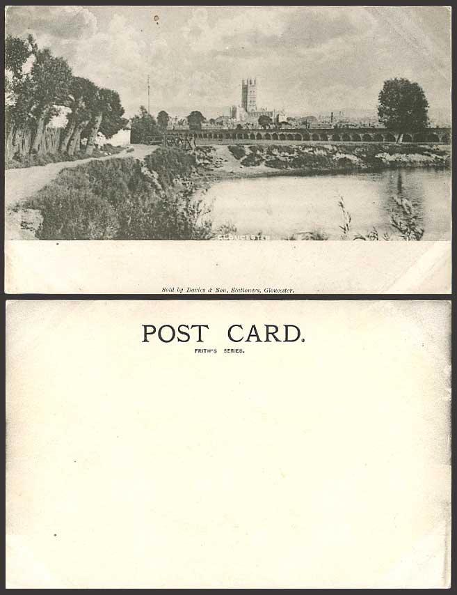 Gloucester Cathedral Bridge River Panorama Old Postcard