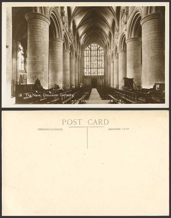 Gloucester Cathedral THE NAVE, Window Old R.P. Postcard