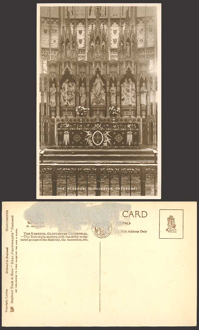 Gloucester Cathedral Interior REREDOS Old Tuck Postcard