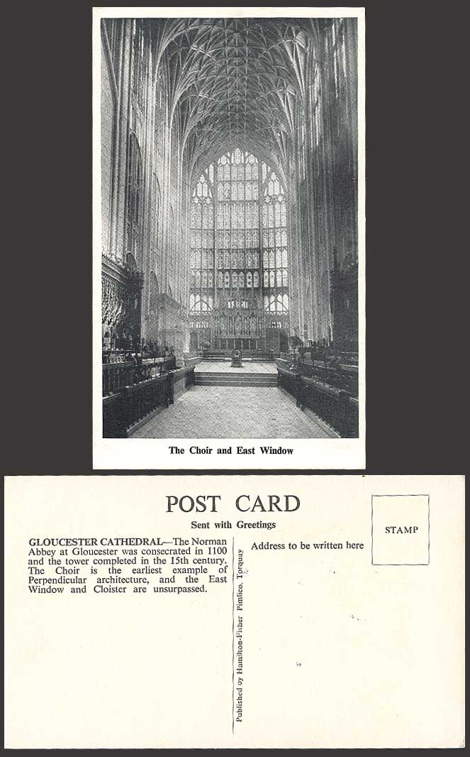 Gloucester Cathedral - Choir & East Window Old Postcard