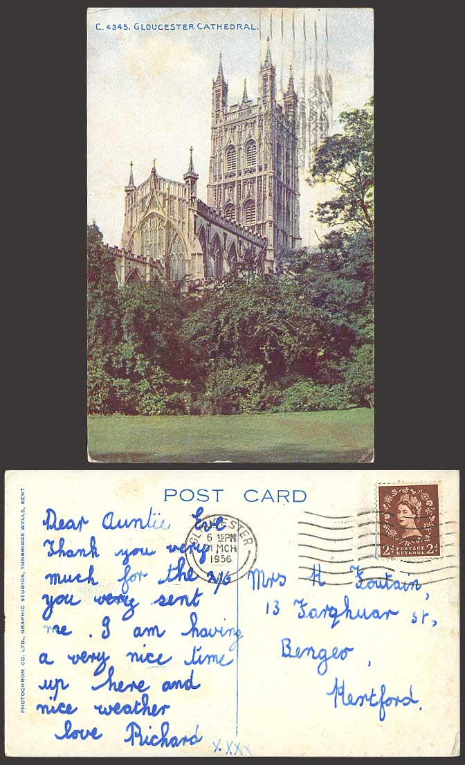 Gloucester Cathedral, Gloucestershire 1956 Old Postcard