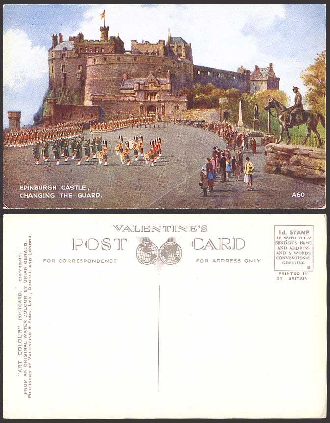 EDINBURGH CASTLE - Changing The Guard, Old ART Postcard