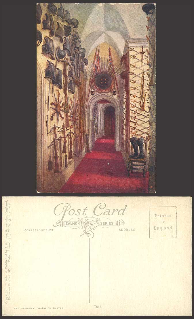 Warwick Castle Armoury W.W. Quatremain Old ART Postcard