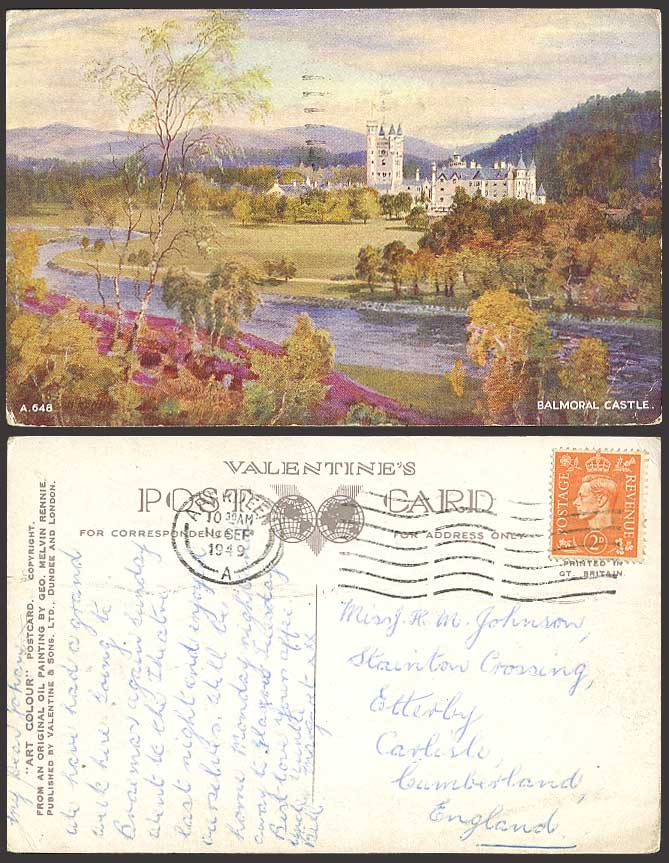 BALMORAL CASTLE Geo Melvin Rennie 1949 Old ART Postcard