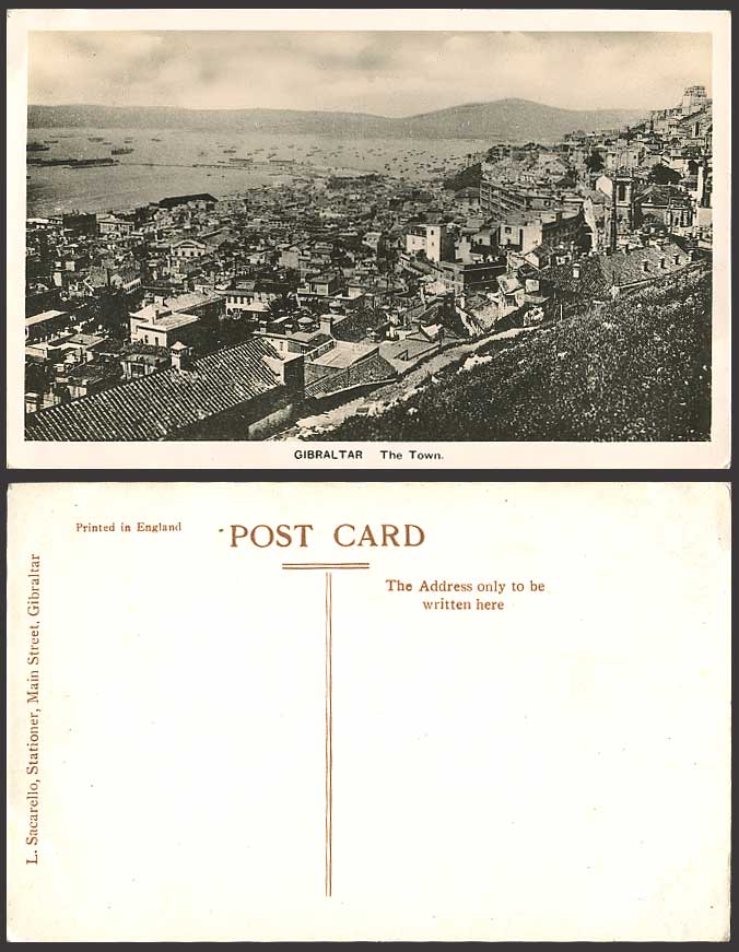 Gibraltar - THE TOWN Panorama General View Old Postcard