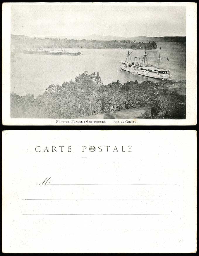 Martinique Old Postcard Port de Guerre Steamers & Ships