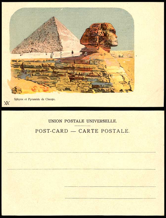 Egypt Old ART UB Postcard CHEOPS Sphinx Sphynx Pyramids