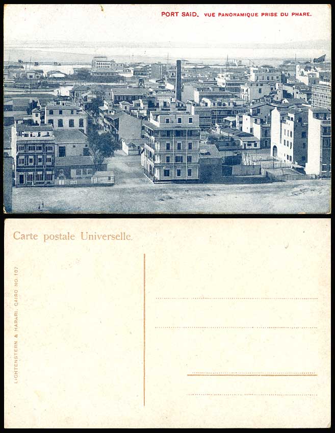 Egypt Old Postcard Port Said - Panorama from Lighthouse