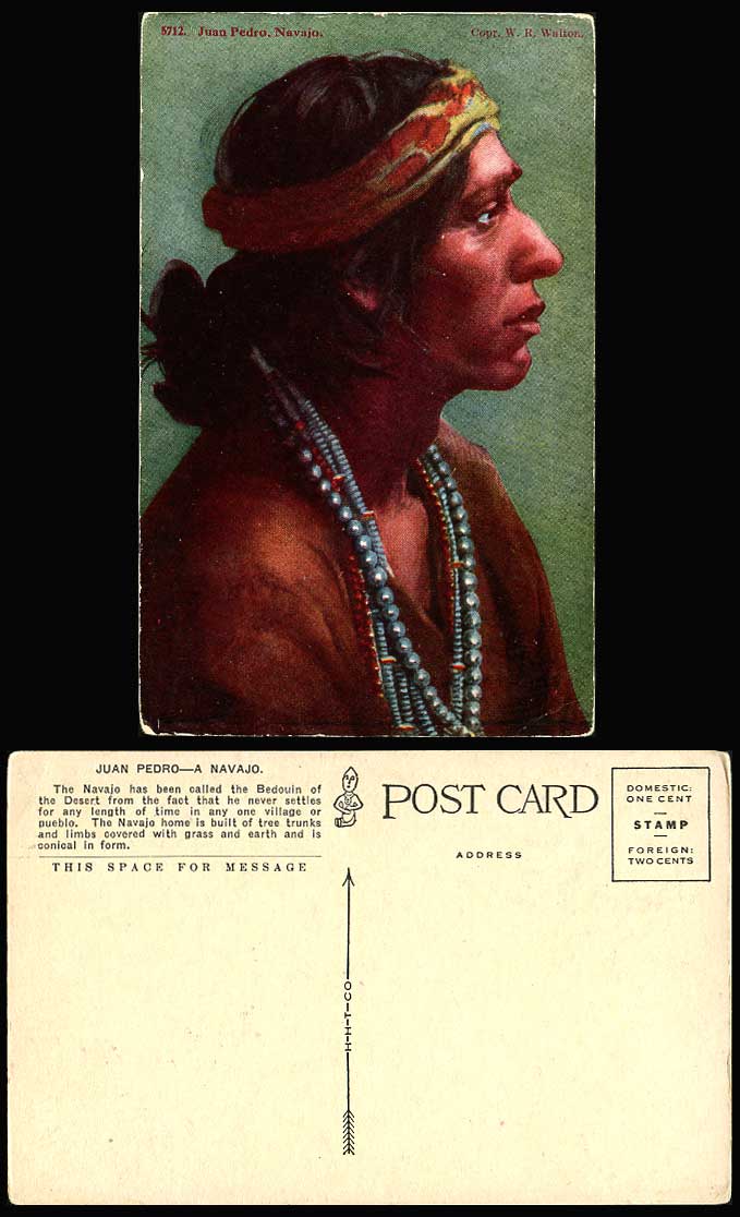 Juan Pedro Navajo, Bedouin of Desert Native American Red Indian Man Old Postcard