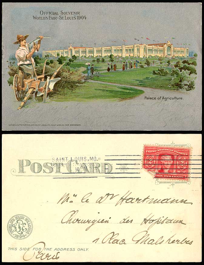 Exhibition 1904 Old UB Postcard World's Fair St. Louis Palace of Agriculture ART