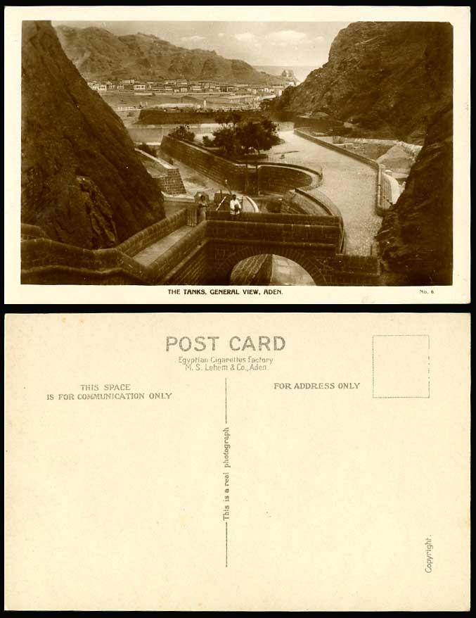 ADEN - THE TANKS General View Panorama Old Real Photo Postcard Bridge Yemen