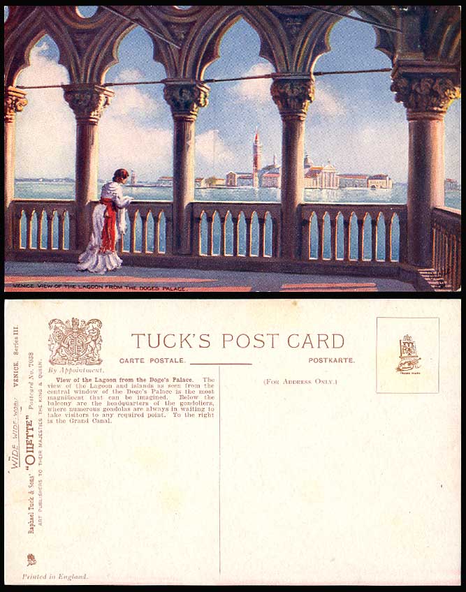 Italy, Venice, LAGOON from DOGE'S PALACE Old Tuck's Oilette Postcard Grand Canal