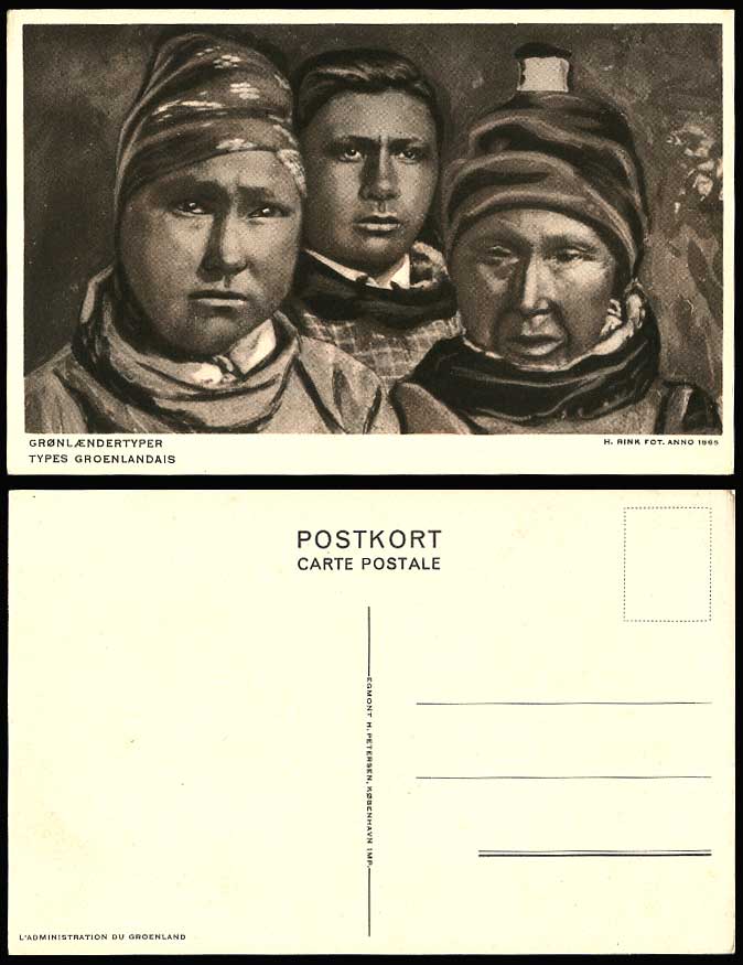 Greenland Native Greenlanders Types Groenlandais Ethnic Denmark Old ART Postcard