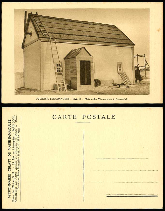 Eskimo Maison des Missionnaires a Chesterfield Missions Esquimaudes Old Postcard
