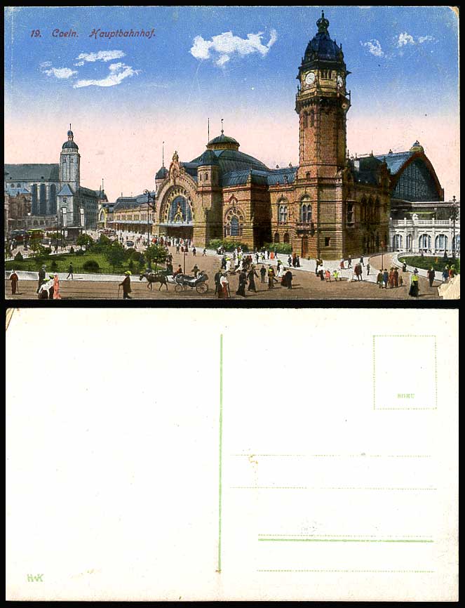 Germany Coeln Cologne Hauptbahnhof Railway Station M. Train Station Old Postcard