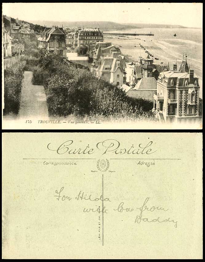 France Trouville, Vue Generale General View Beach Pier Sea Old Postcard L.L. 175