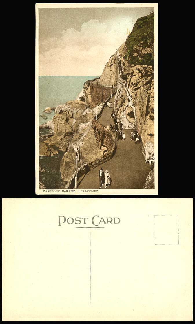 Devon Ilfracombe Old H. Tinted Postcard Capstone Parade